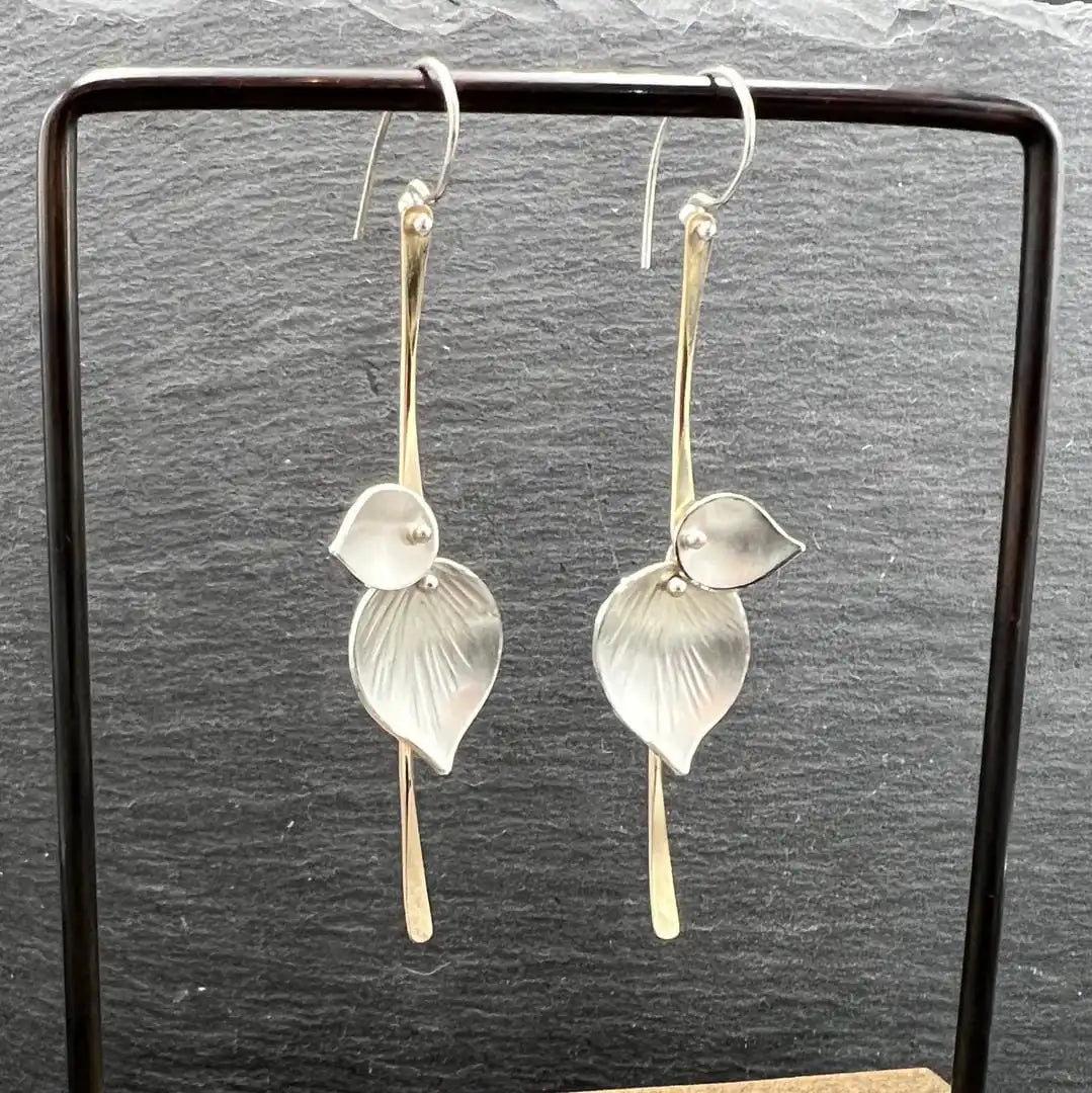 Vintage Silver Leaf Earrings