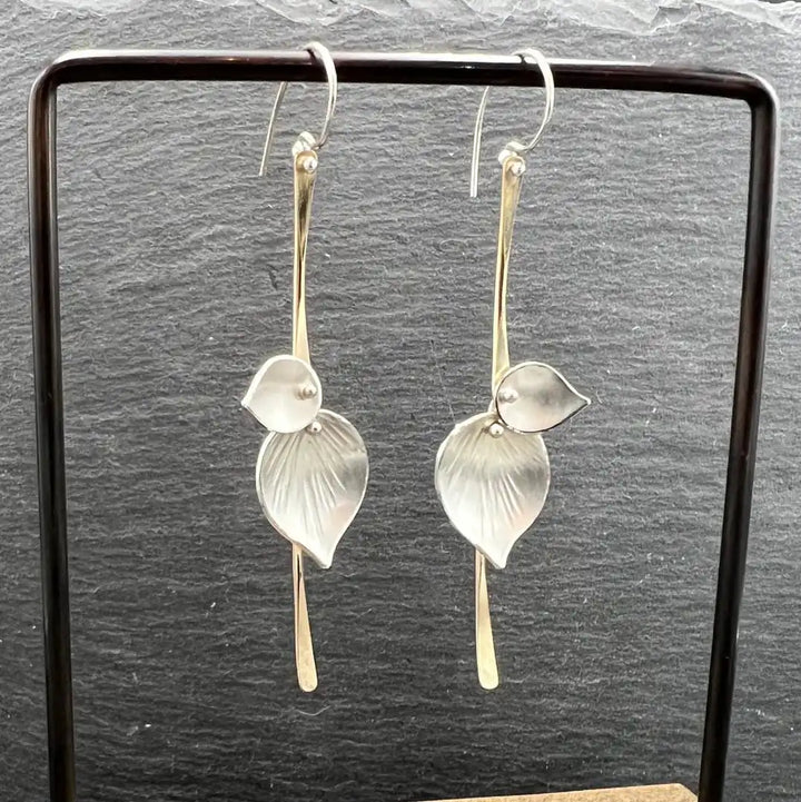 Vintage Silver Leaf Earrings