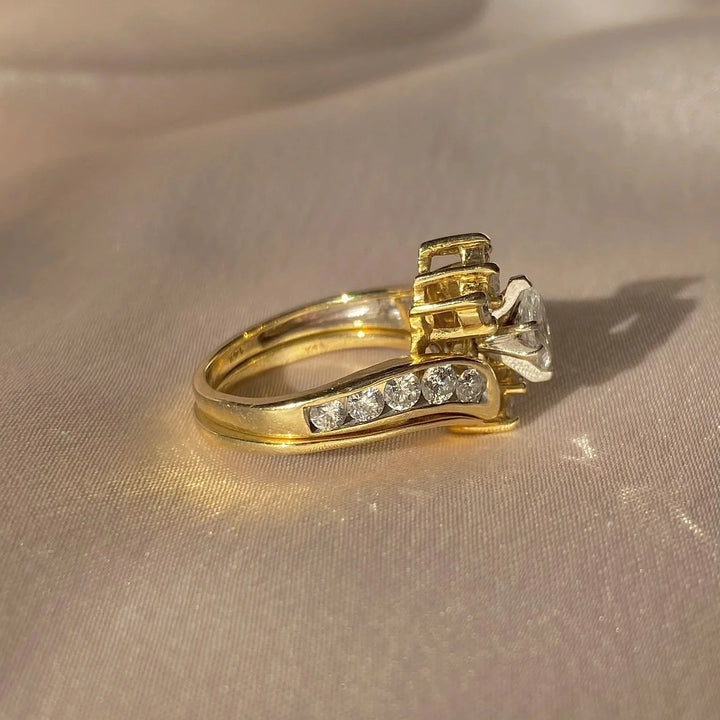 Antique Gold Inlaid Zirconia Band