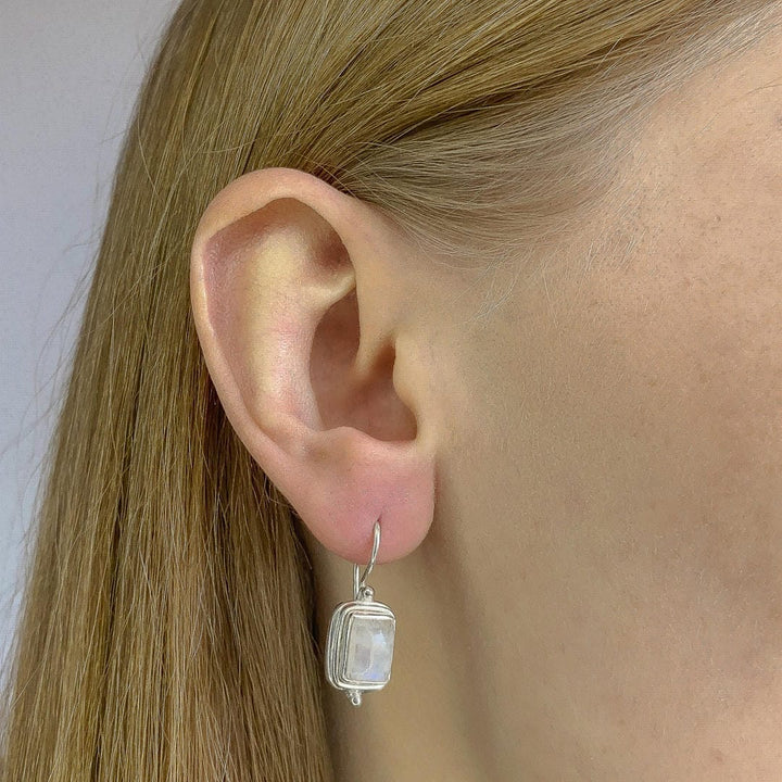 Luminous Square Moonstone Earrings