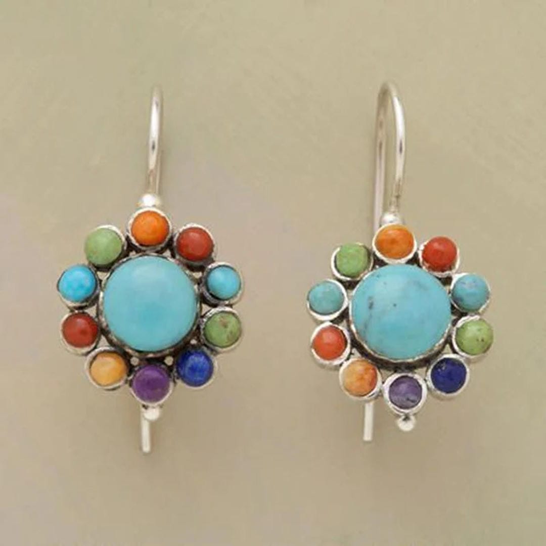 Retro Turquoise Hoop Earrings by Iris