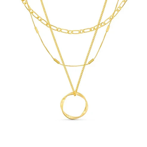 Triple Row Open Circle Necklace