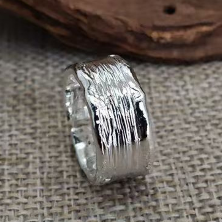 Textured Hammered Ring in Silver and Gold
