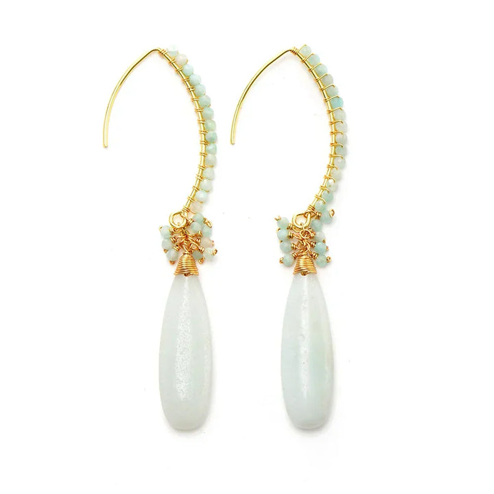 Elegant Amazonite and Gold Drop Earrings