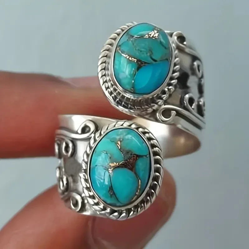 Stylish Vintage Turquoise Cross Ring