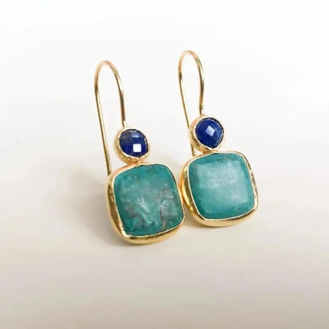 Vintage Gold and Turquoise Ornamental Earrings