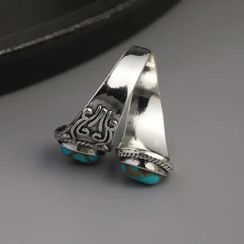 Stylish Vintage Turquoise Cross Band Ring