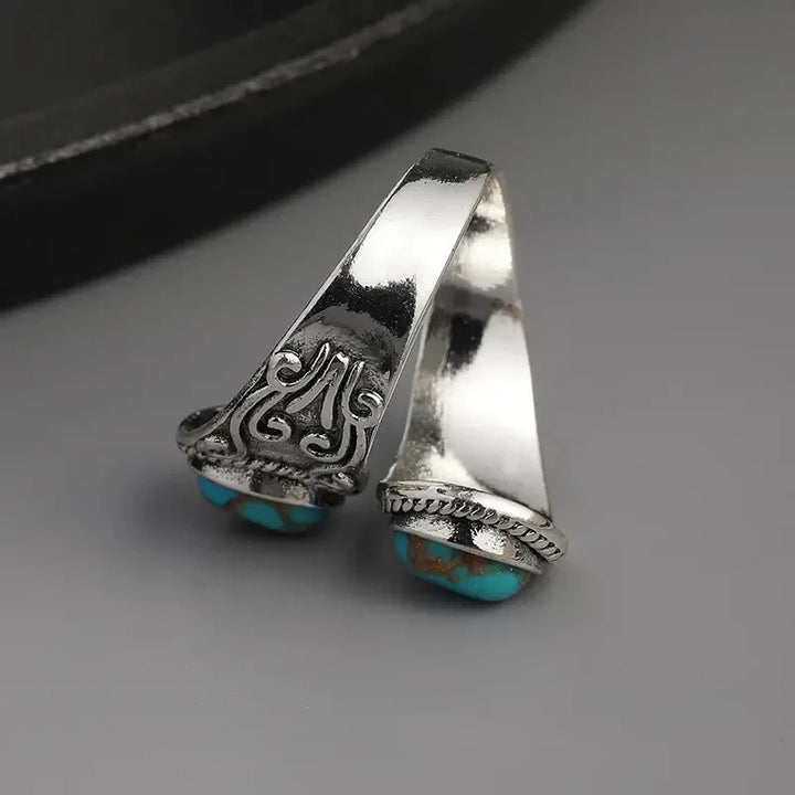 Stylish Vintage Turquoise Cross Band Ring