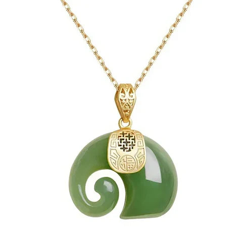 Hetian Jade Elephant Charm Necklace