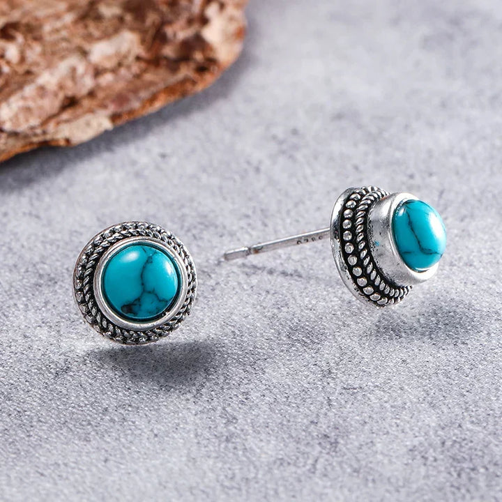 Vintage-Inspired Bohemian Faux Turquoise Stud Earrings