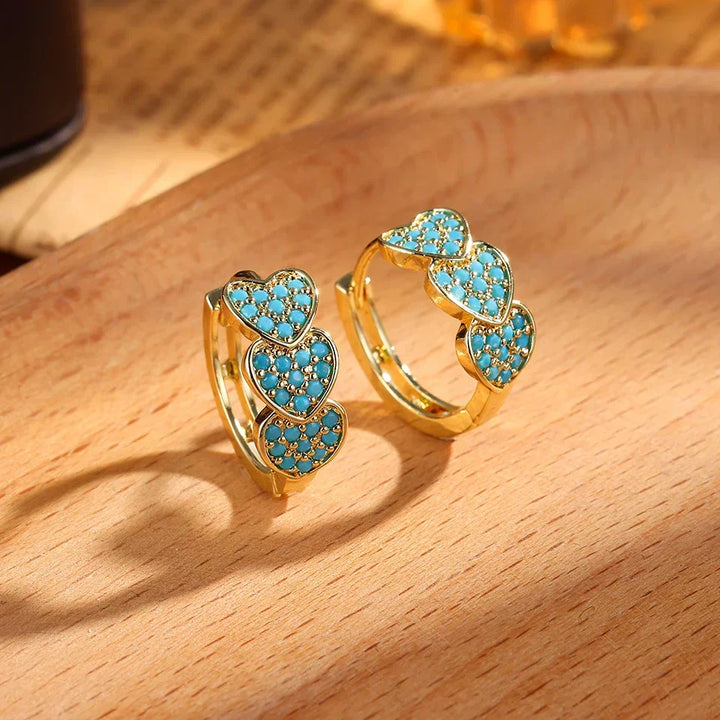 Chic Turquoise Floral Hoop Earrings