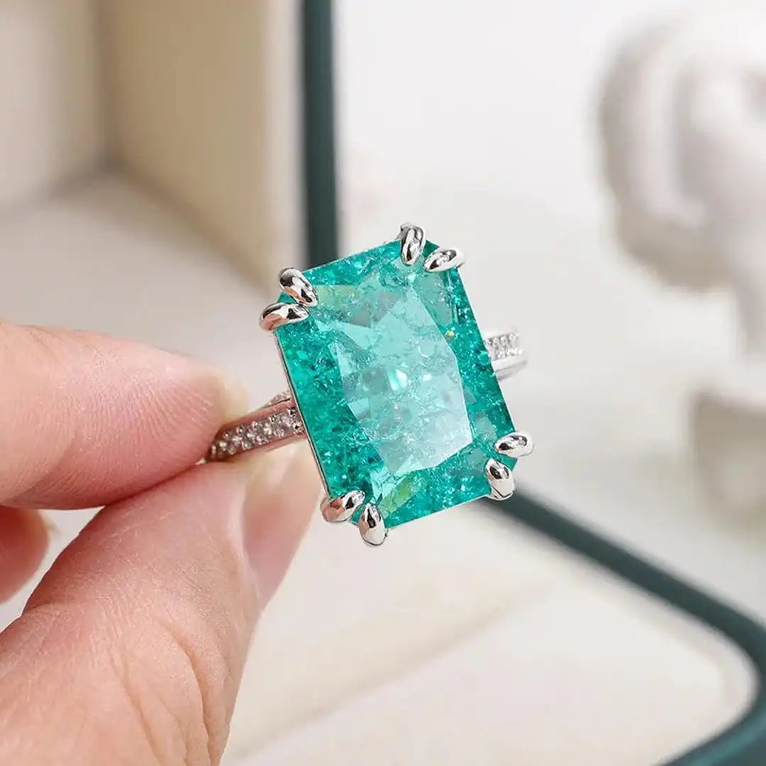 Gorgeous Blue-Green Moissanite Ring