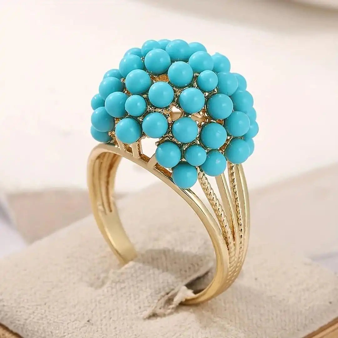 Bohemian Layered Ring Featuring Turquoise Bead Accents