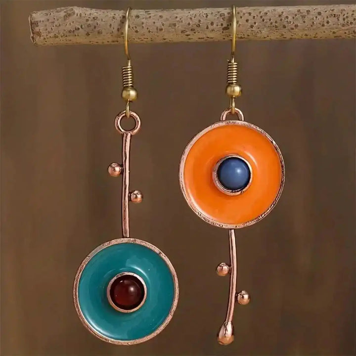 Antique Bronze-Toned Gemstone Earrings