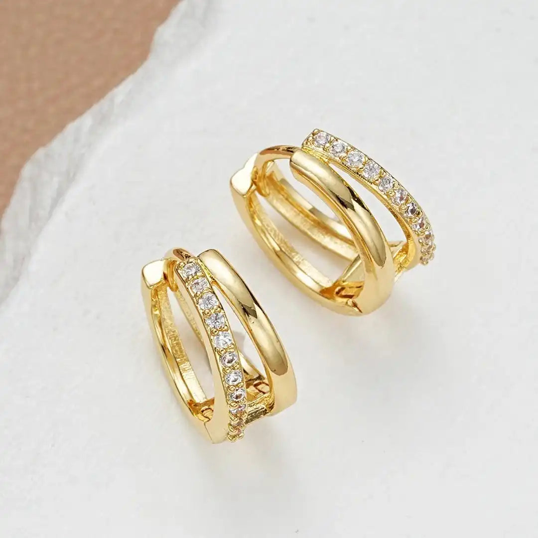 Timeless Gold Zircon Hoop Earrings