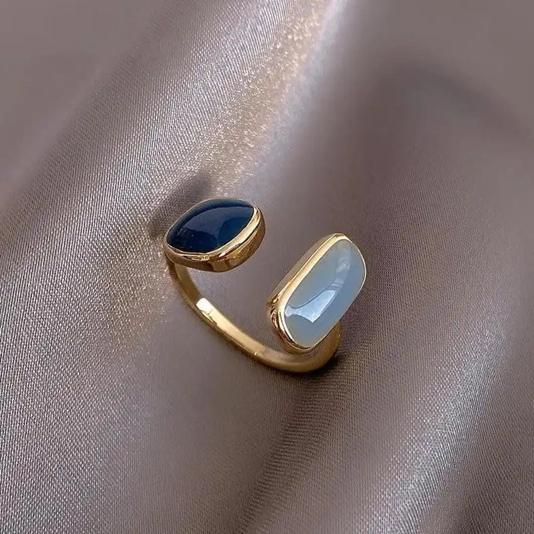 Bohemian Adjustable Ring Featuring a Blue Stone