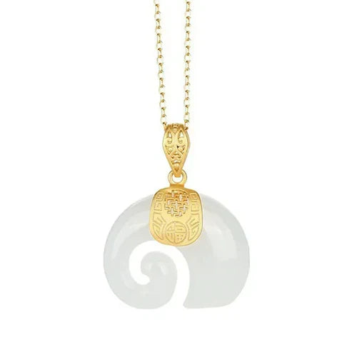 Hetian Jade Elephant Charm Necklace