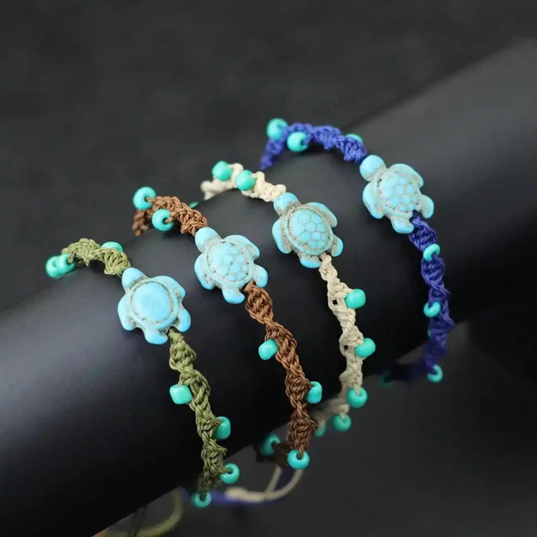 Bohemian Turtle Beaded Bracelet with Cord