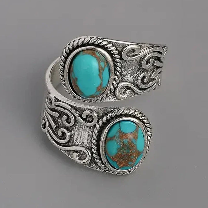 Stylish Vintage Turquoise Cross Ring