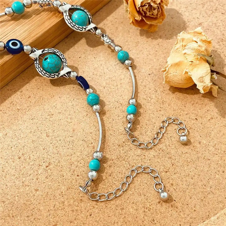 Aqua Retro Silver Turquoise Bracelet
