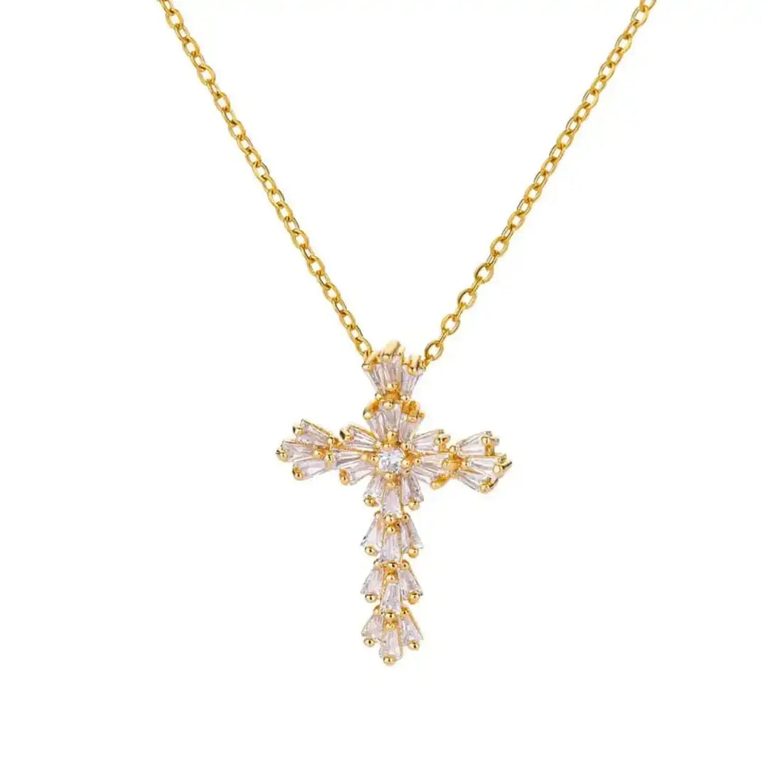 Timeless Silver Zirconia Cross Pendant Necklace