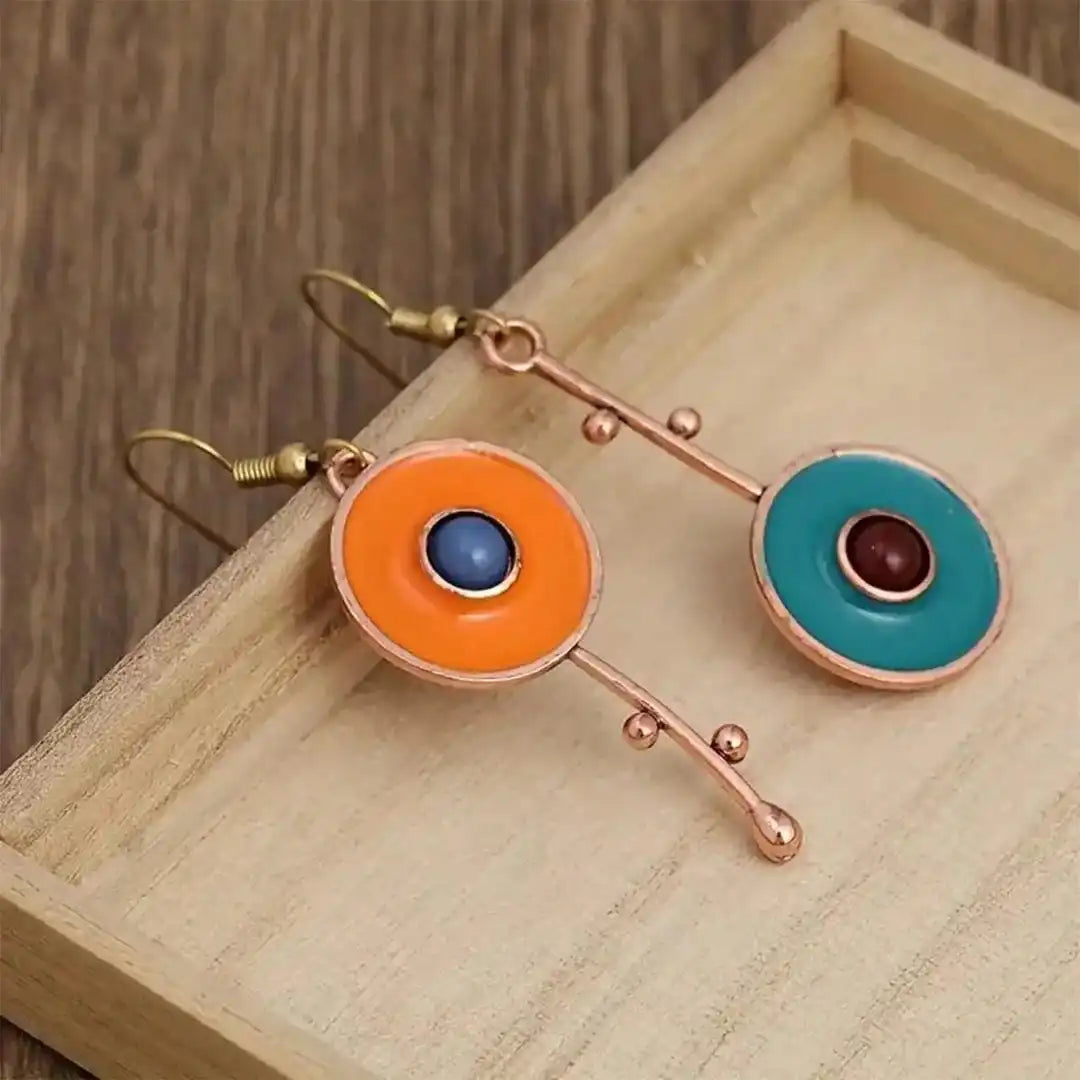 Antique Bronze-Toned Gemstone Earrings