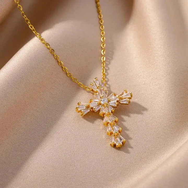 Timeless Silver Zirconia Cross Pendant Necklace
