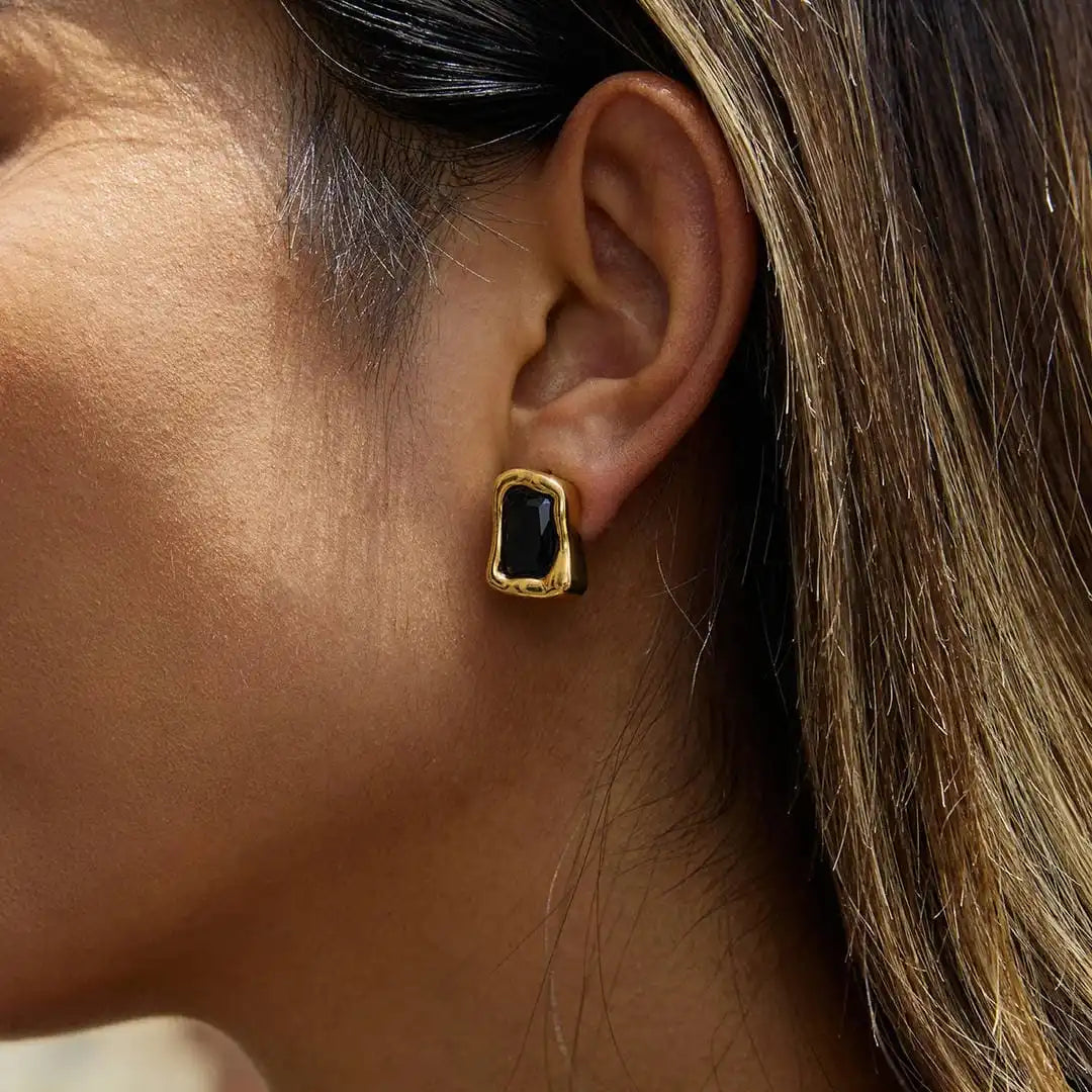 Timeless Square Zircon Earrings in Classic Gold