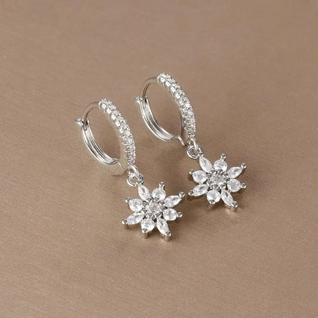 Eternal Crystal Snowflake Drop Earrings