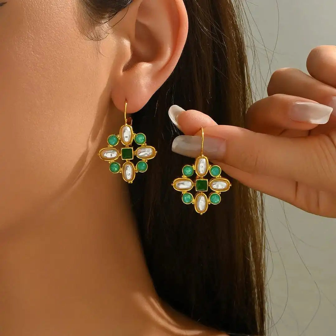 Vintage Pearl Gemstone Earrings
