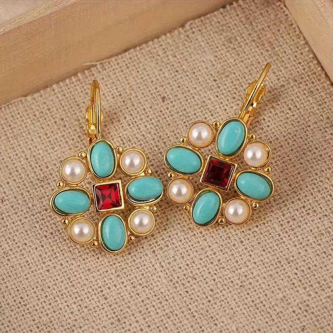Vintage Pearl Gemstone Earrings