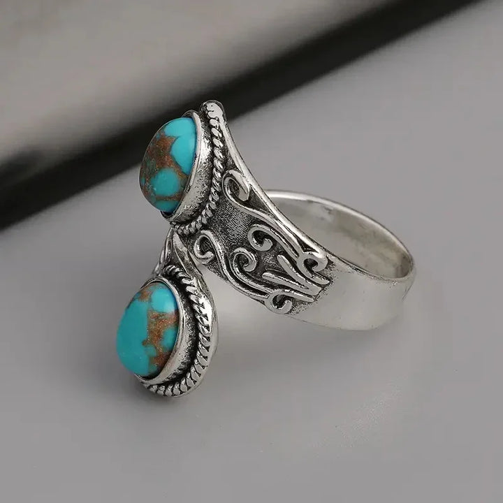 Stylish Vintage Turquoise Cross Band Ring