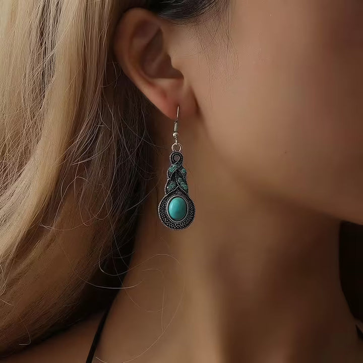 Vintage Turquoise Pendant Necklace and Earring Duo