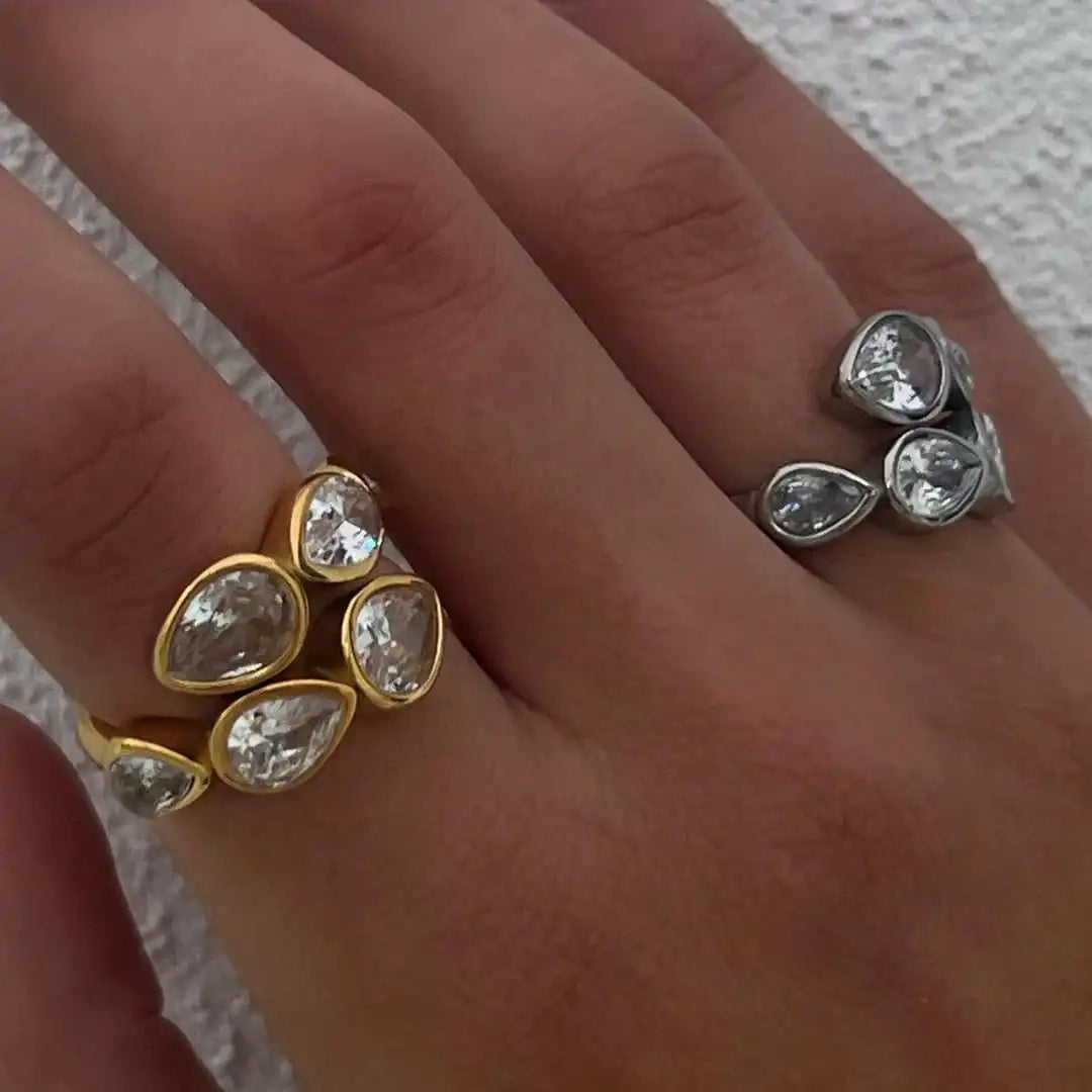 Five-Stone Teardrop Cluster Ring