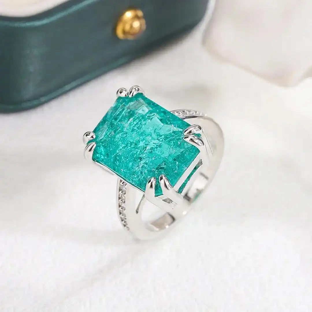 Gorgeous Blue-Green Moissanite Ring