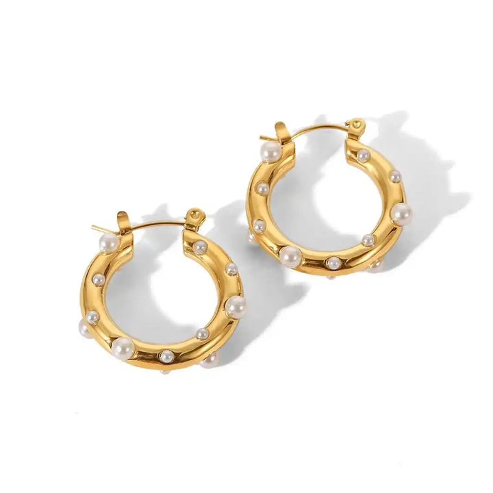 Radiant Gold Zircon Hoop Earrings in a Circular Design