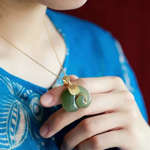 Hetian Jade Elephant Charm Necklace