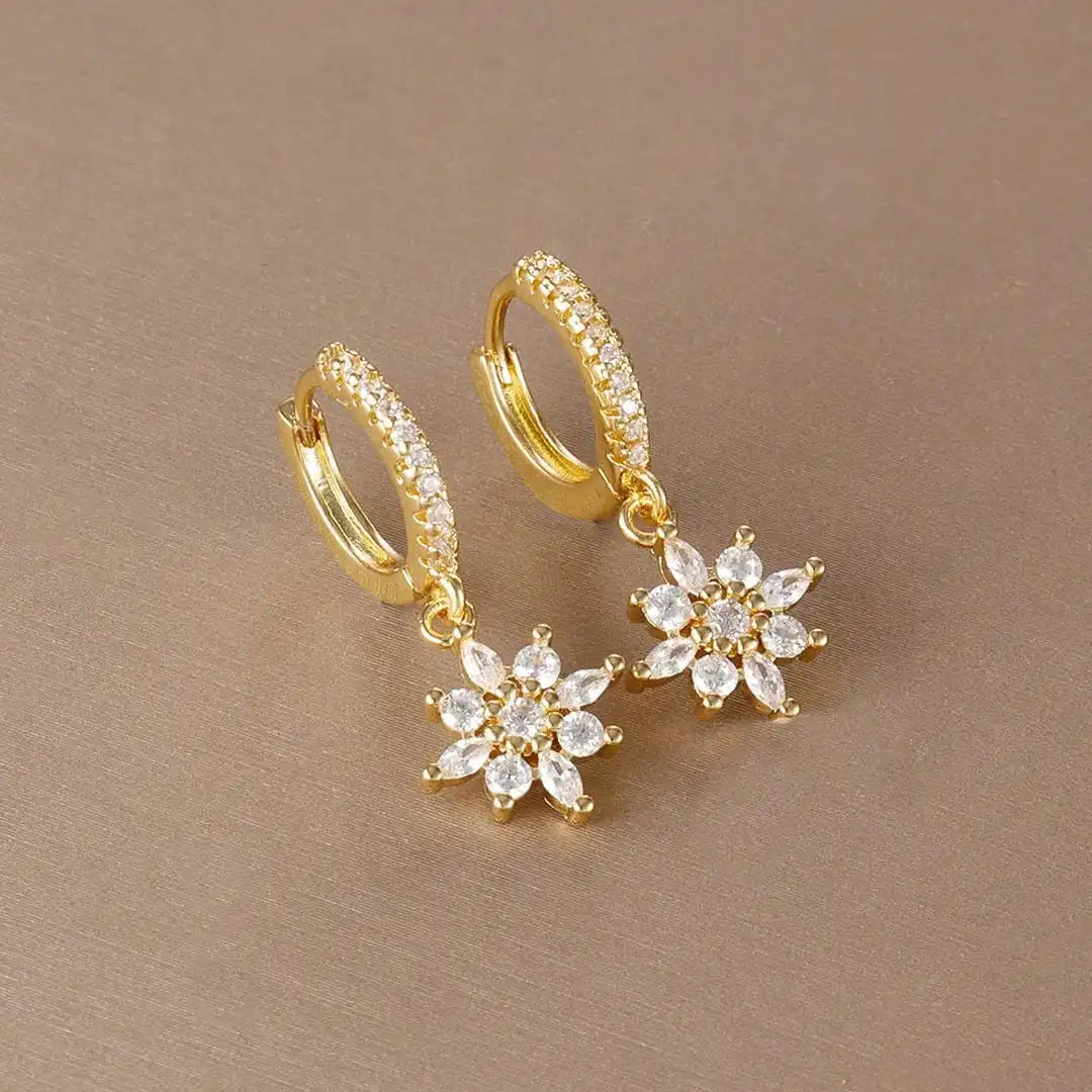 Timeless Crystal Snowflake Dangle Earrings