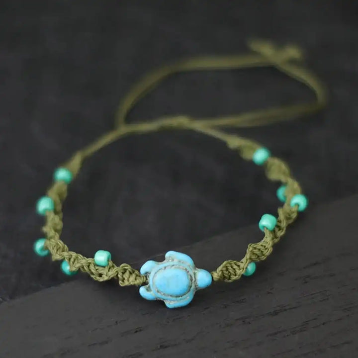 Bohemian Turtle Beaded Bracelet with Cord