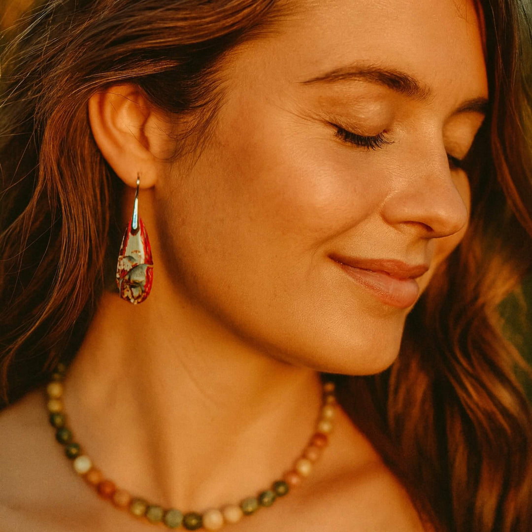 Aqua Fire Teardrop Earrings