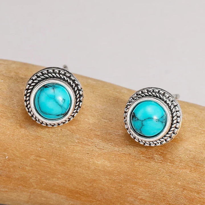 Vintage-Inspired Bohemian Faux Turquoise Stud Earrings