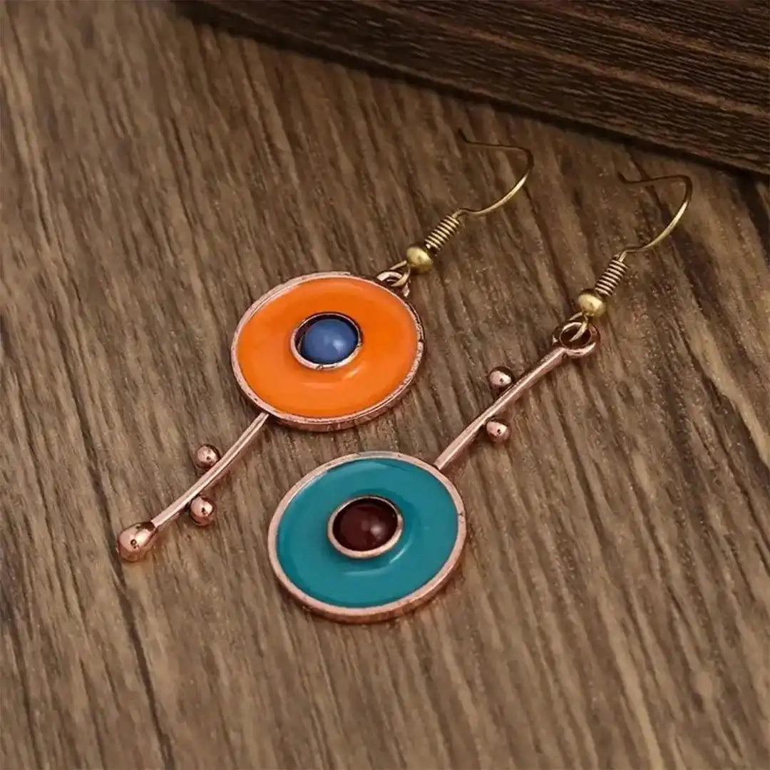 Antique Bronze-Toned Gemstone Earrings