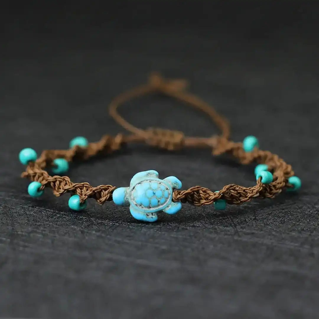 Bohemian Turtle Beaded Bracelet with Cord