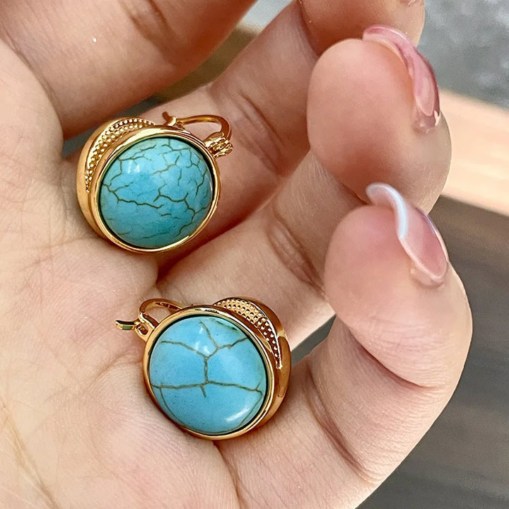 Stylish Vintage Turquoise Geometric Stud Earrings