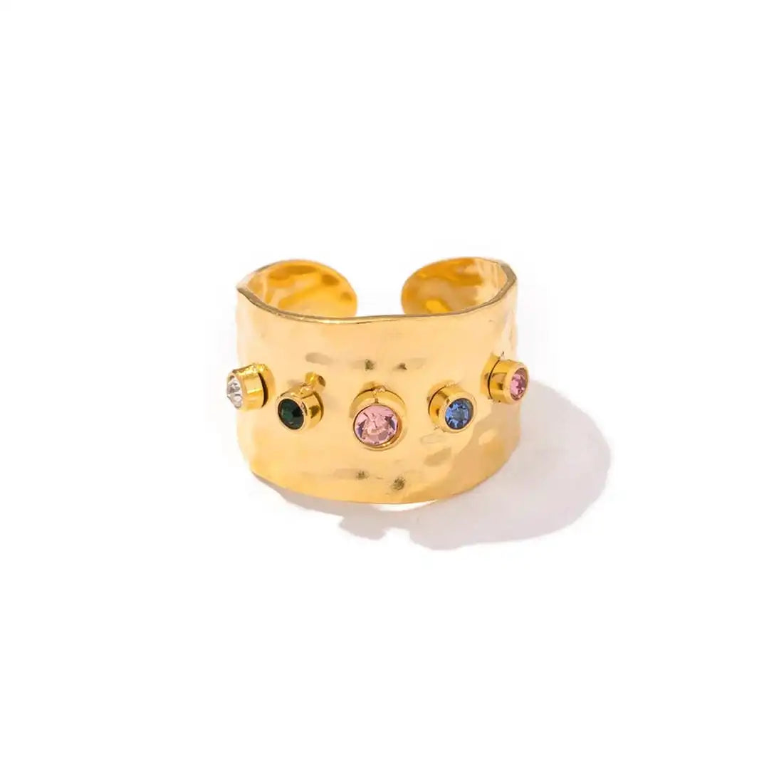 Vintage Gold Cubic Zirconia Band Ring