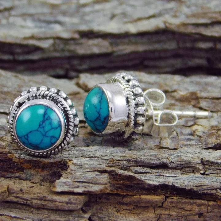 Vintage-Inspired Bohemian Faux Turquoise Stud Earrings