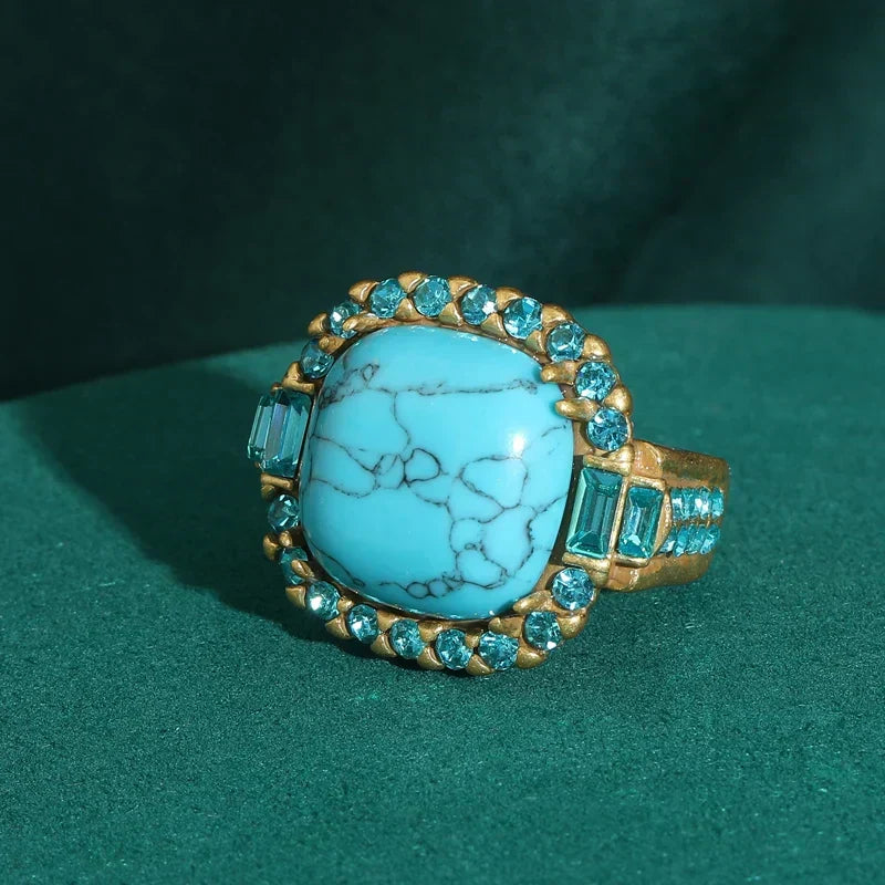 Vintage Art Deco Turquoise and Gold Band