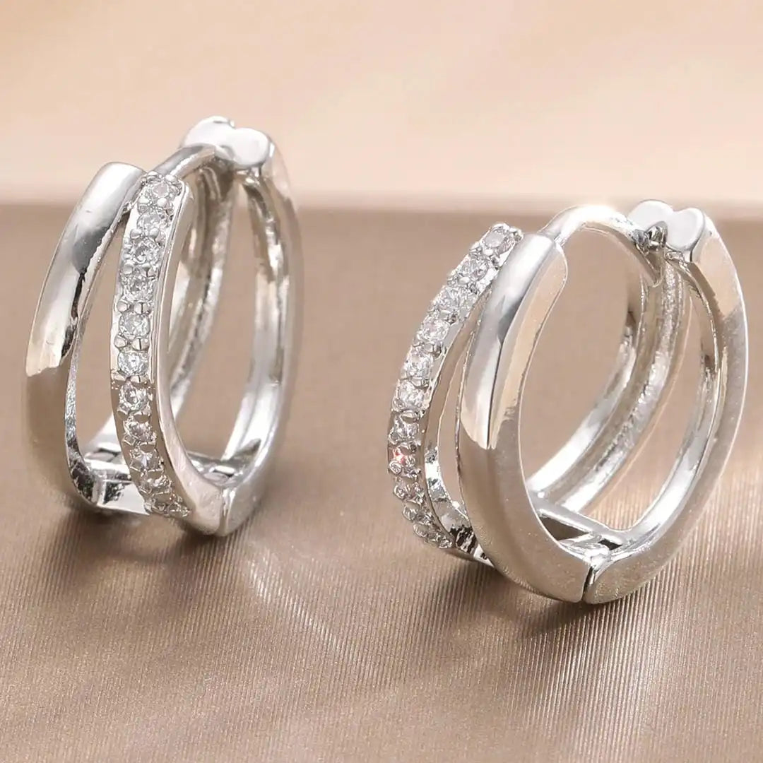 Timeless Gold Zircon Hoop Earrings