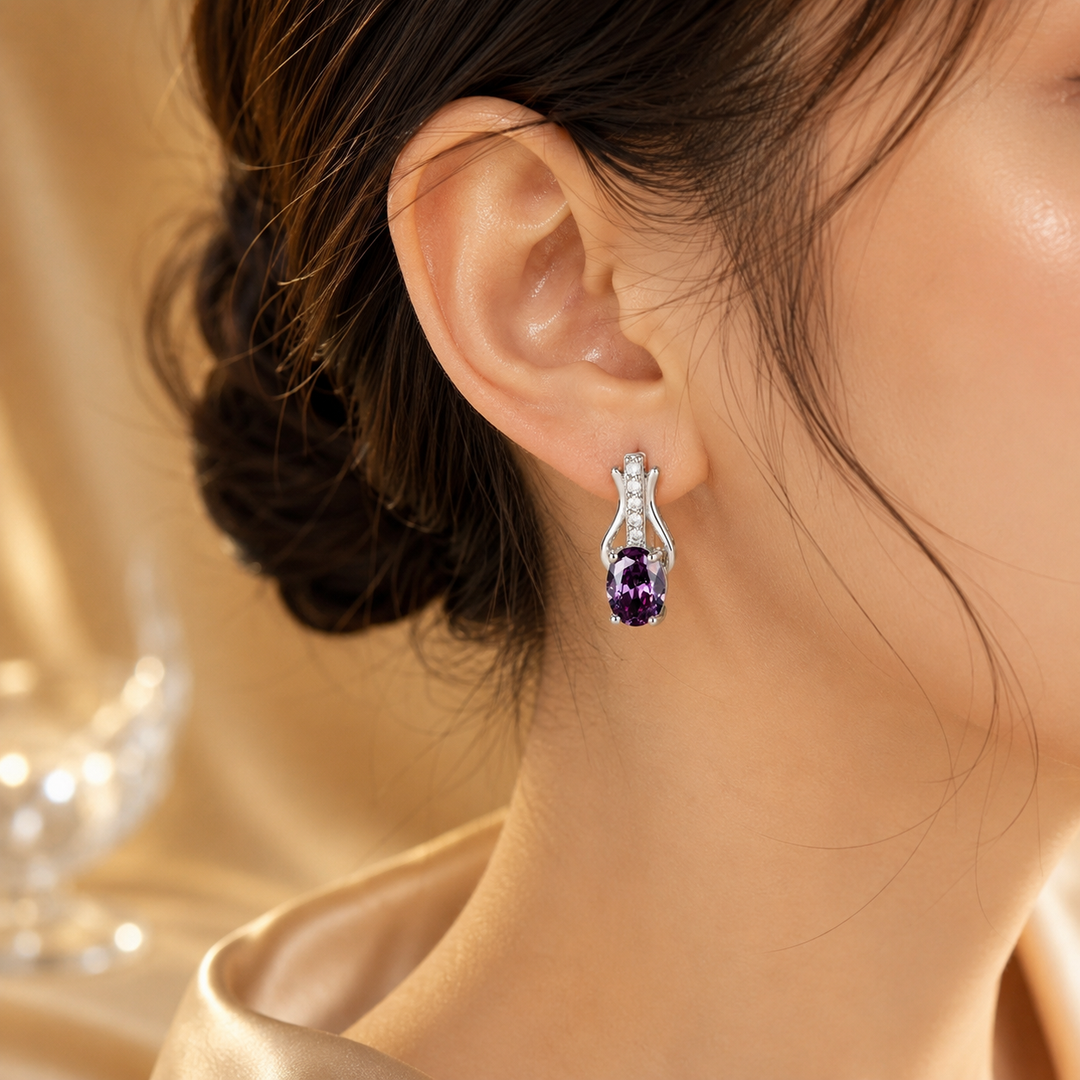 Silver Amethyst Dangle Earrings