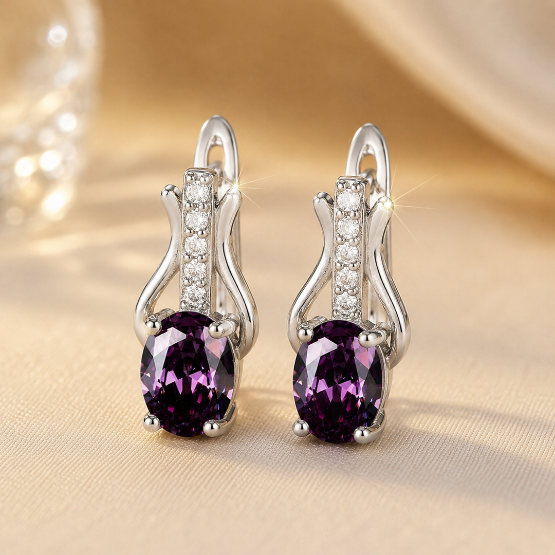 Silver Amethyst Dangle Earrings
